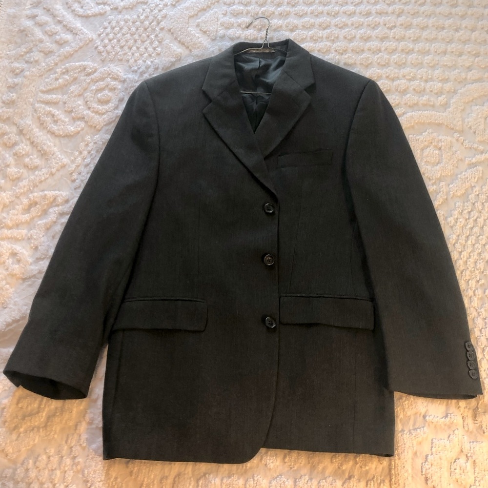 Carlo Mandrone 100% New Wool 42R Gray Sport Coat Made in Canada